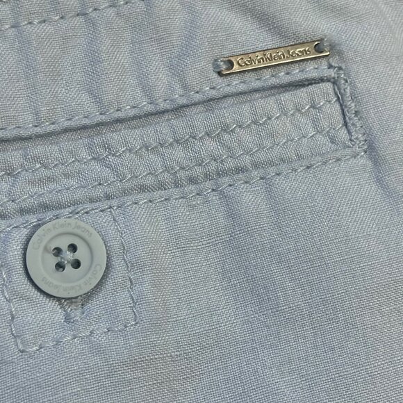 Calvin Klein Jeans Linen Blend Shorts Women's Size 14 NO STRETCH Light Blue FLAW - Picture 7 of 11